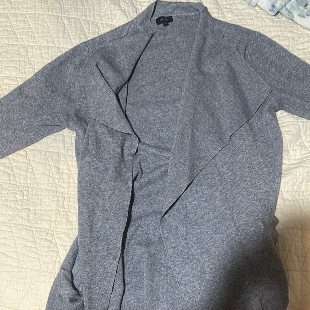 Gray Open Front Cardigan
